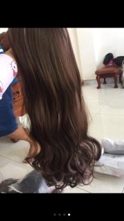 Tóc cao cấp chịu nhiệt nâu line tím