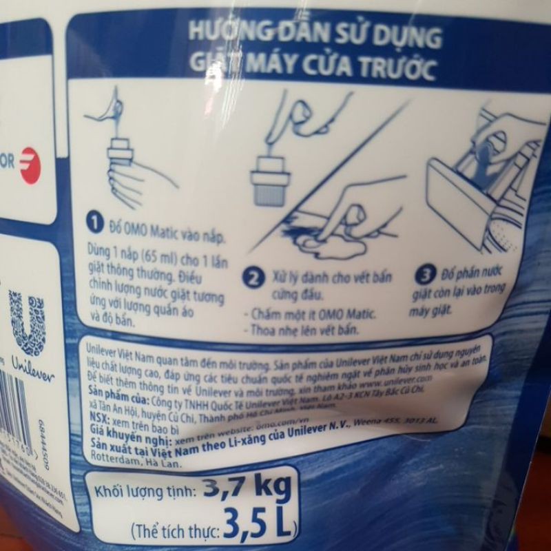 Nước giặt Omo matic Cửa trước túi 3.6kg