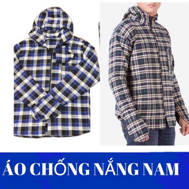 Áo Chống Nắng Nam ⚡️FREESHIP⚡️Áo Chống Nắng 1 lớp Kẻ Caro - Chất Liệu Kaki Mềm - Thoáng Khí