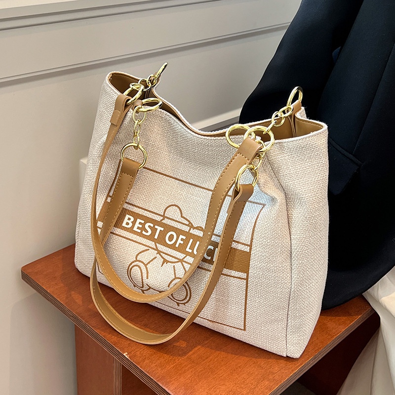 Túi đeo vai IELGY vải canvas cỡ lớn in họa tiết chữ cái hoạt hình thời trang tùy chọn màu sắc cho nữ