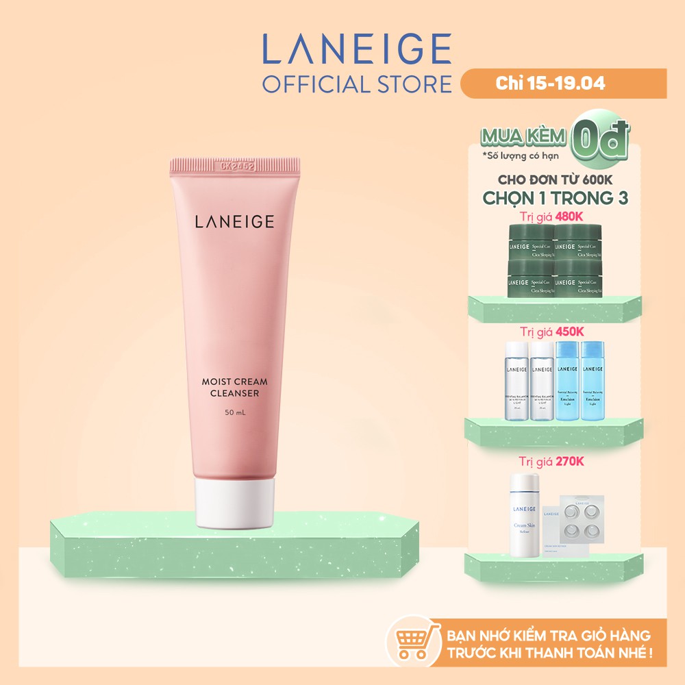 [Mã FMCGMALL -8% đơn 250K] Sữa rửa mặt dưỡng ẩm Laneige Moist Cream Cleanser 150Ml