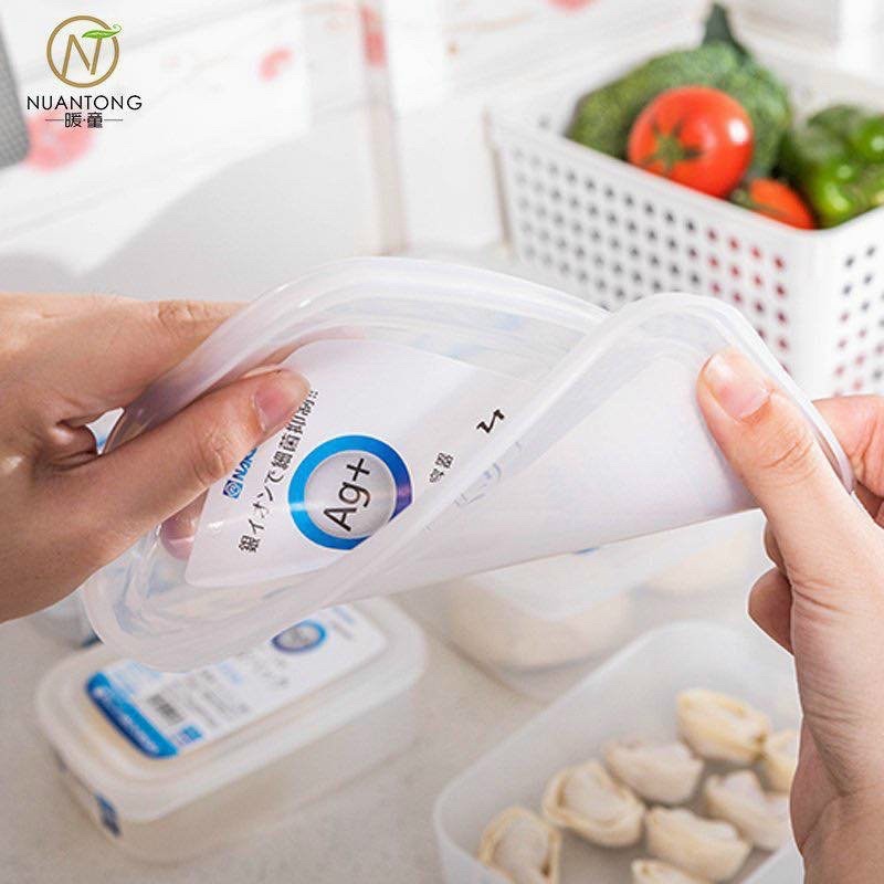 Hộp trữ đông/ hộp trữ thức ăn Nakaya nắp dẻo (nhãn xanh dương) 120m l/ 1 lít/1,3 lít/ 2 litts