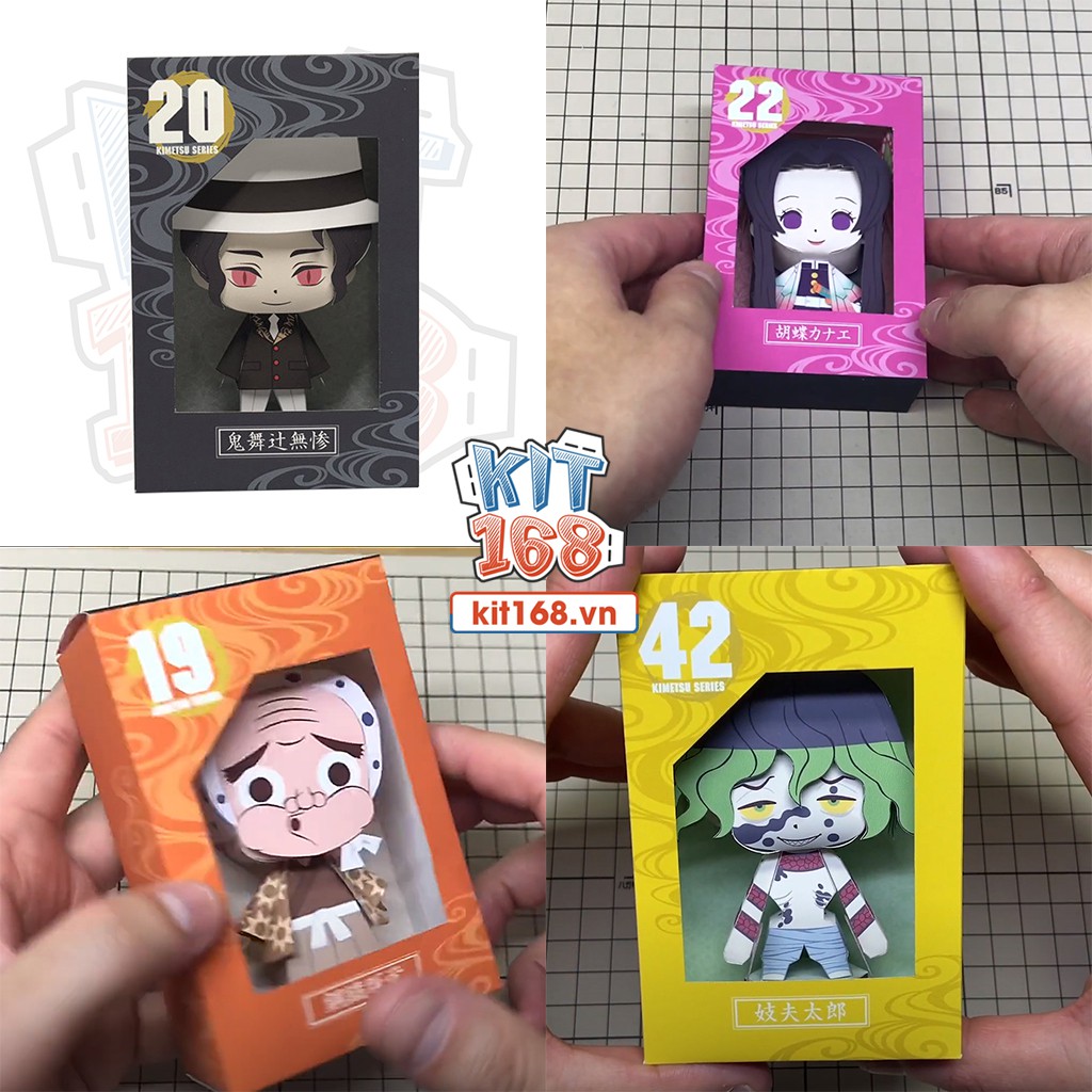 Mô hình giấy Anime Trọn bộ 45 nhân vật Chibi Kimetsu no Yaiba Combo 0038 + kit mô hình hộp trang trí