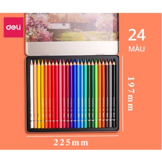 Bút chì màu hộp sắt cao cấp deli - 6565 24 màu