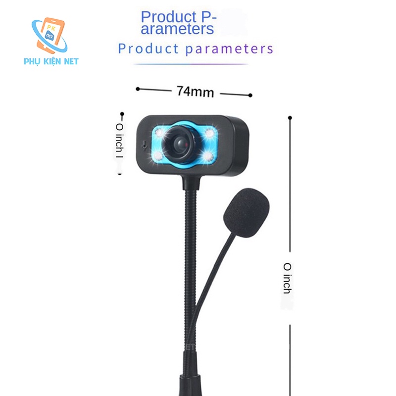 Webcam Chân Cao có mic dùng cho máy tính có tích hợp mic và đèn Led trợ sáng - Webcam máy tính để bà