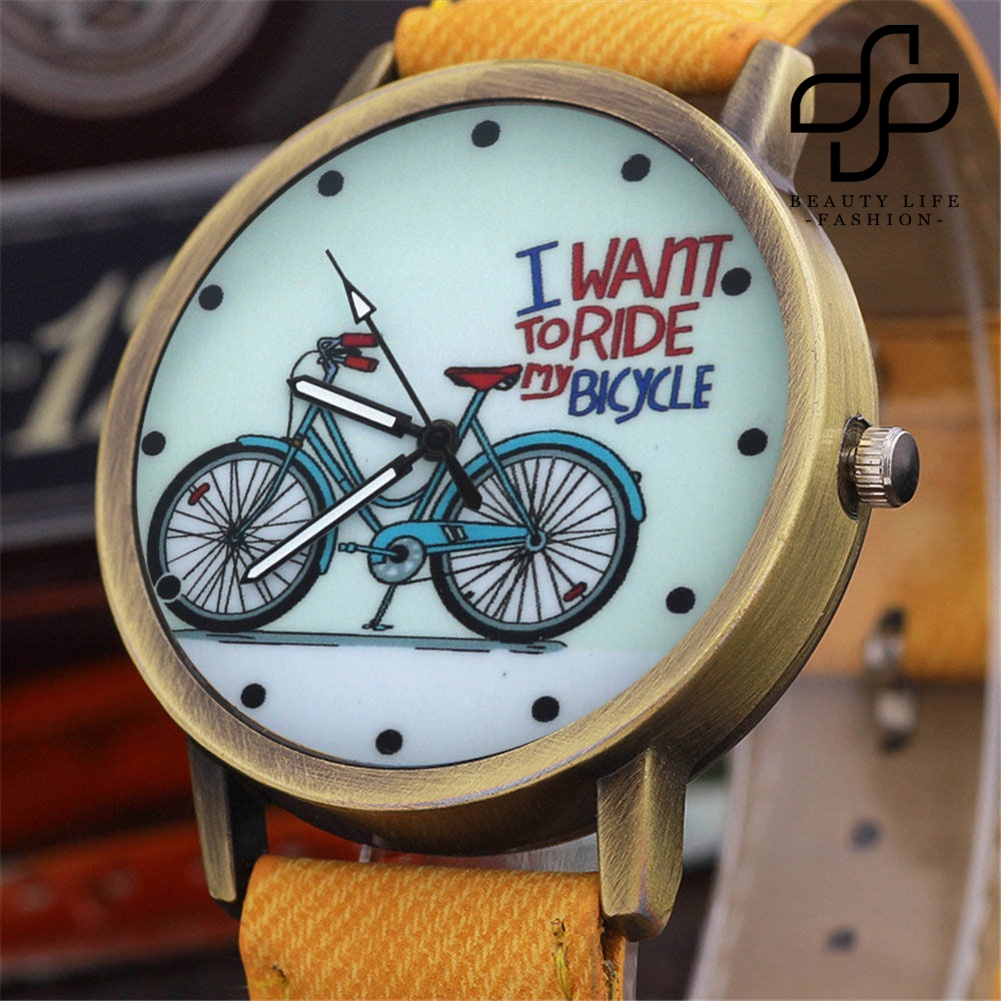 BEA™ Unisex Retro Bicycle Canvas Band No Round Dial Quartz Wrist Watch