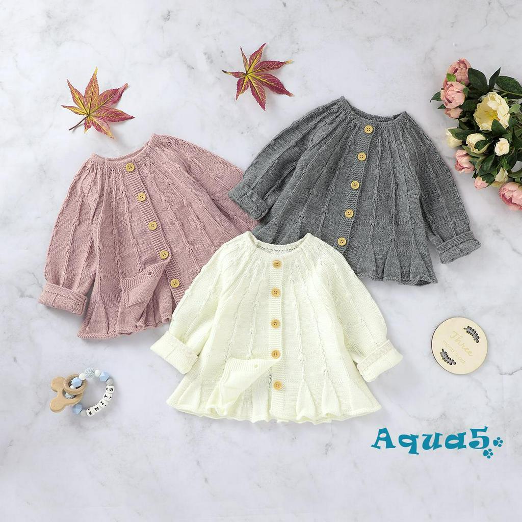 Áo Cardigan Dệt Kim Màu Trơn Dành Cho Bé Gái