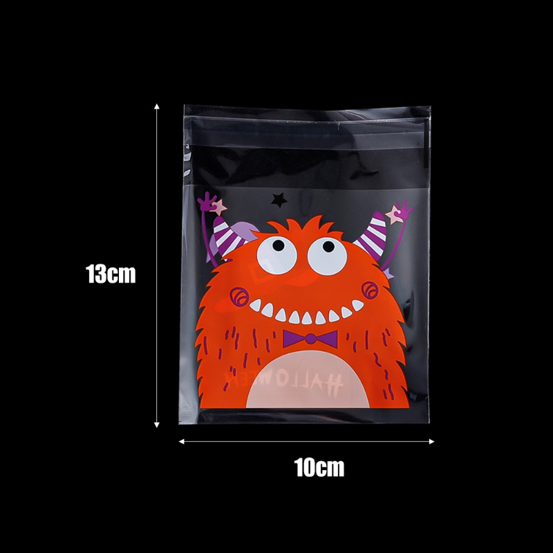 Bộ 100 Túi Đựng Kẹo / Bông Tai / Nhẫn Hình Quái Vật Nhỏ Tự Dính Trang Trí Halloween / Giáng Sinh