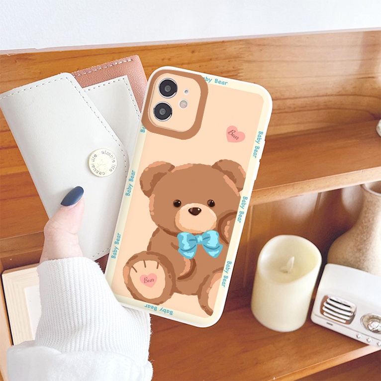 Ốp Iphone baby Bear vuông cạnh ốp lưng iphone Case for 12promax 13promax 11 promax 6 6plus 7 plus 8 x xr xsmax