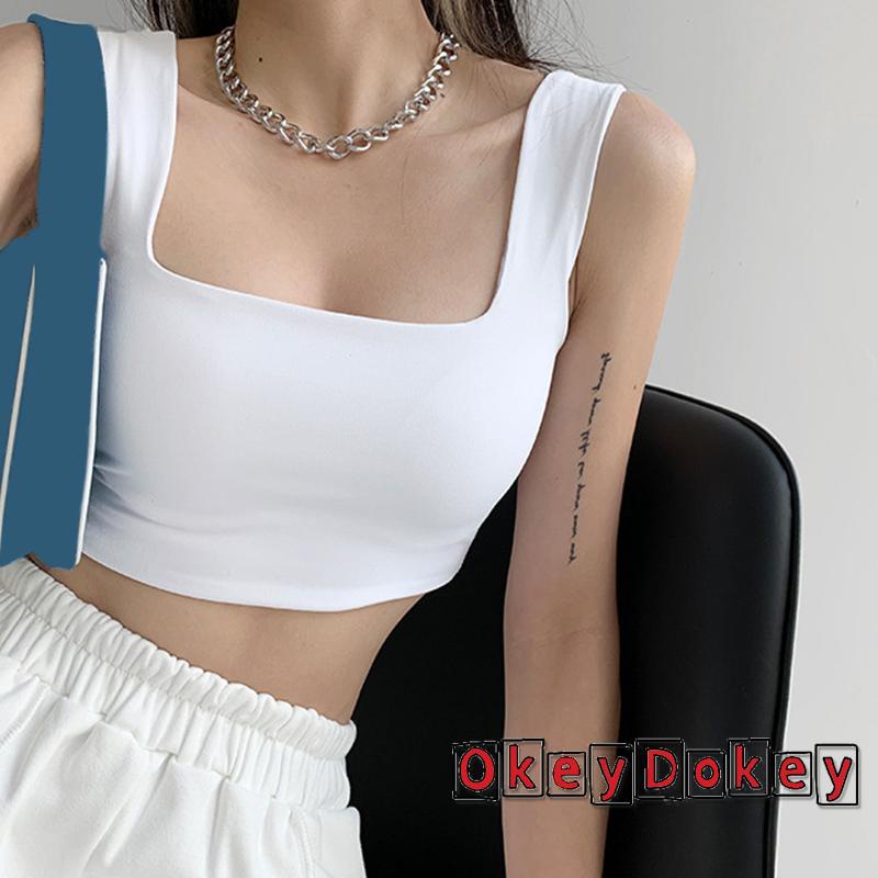 Áo Hai Dây Cổ Vuông Màu Trơn Quyến Rũ Thời Trang Cho Nữ