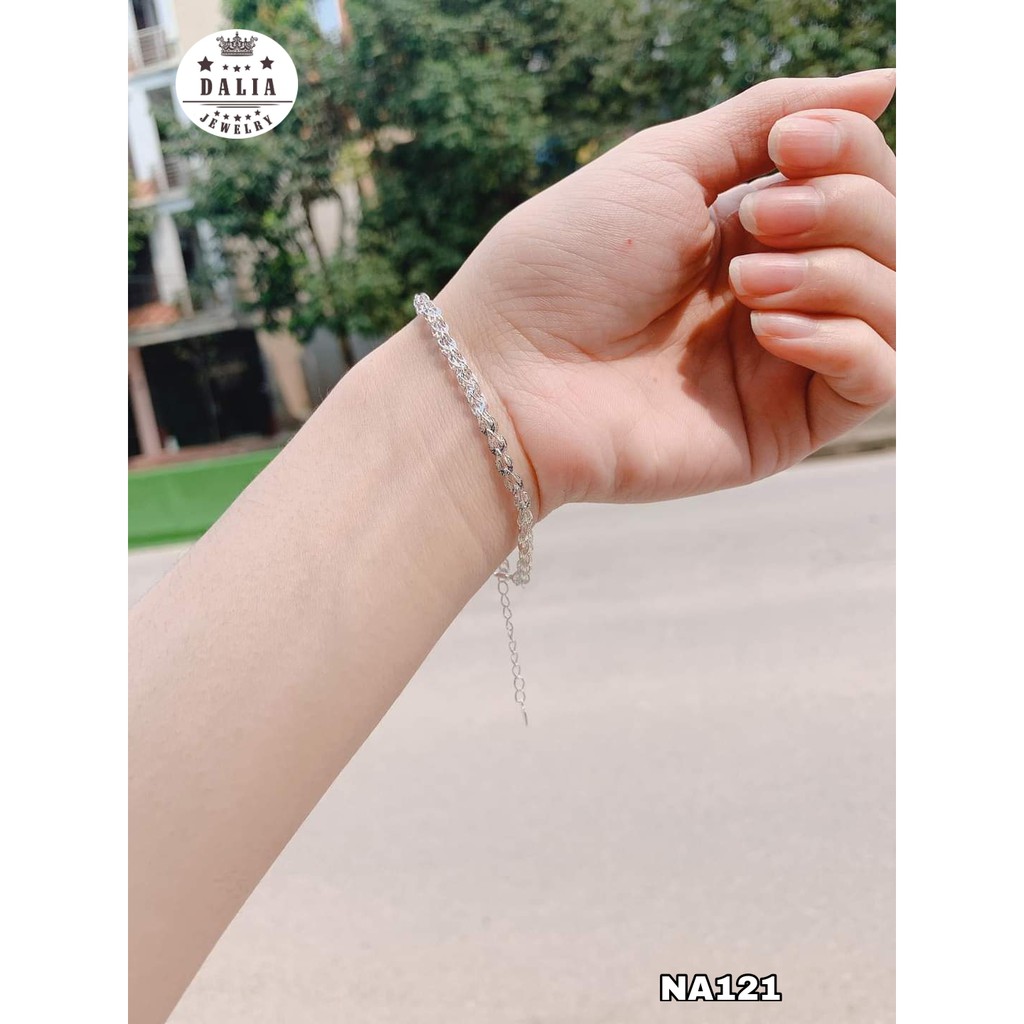 Lắc tay nữ bạc ý cao cấp DaLiA Jewelry xếp lá dày dặn