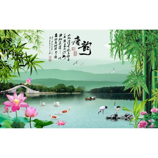 Tranh dán tường 3D Hoa sen 60*90