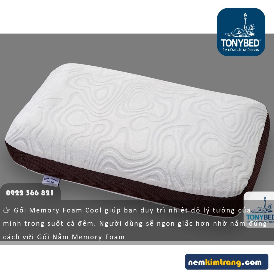 Gối Memory Foam Tonybed - CHÍNH HÃNG, CAO CẤP