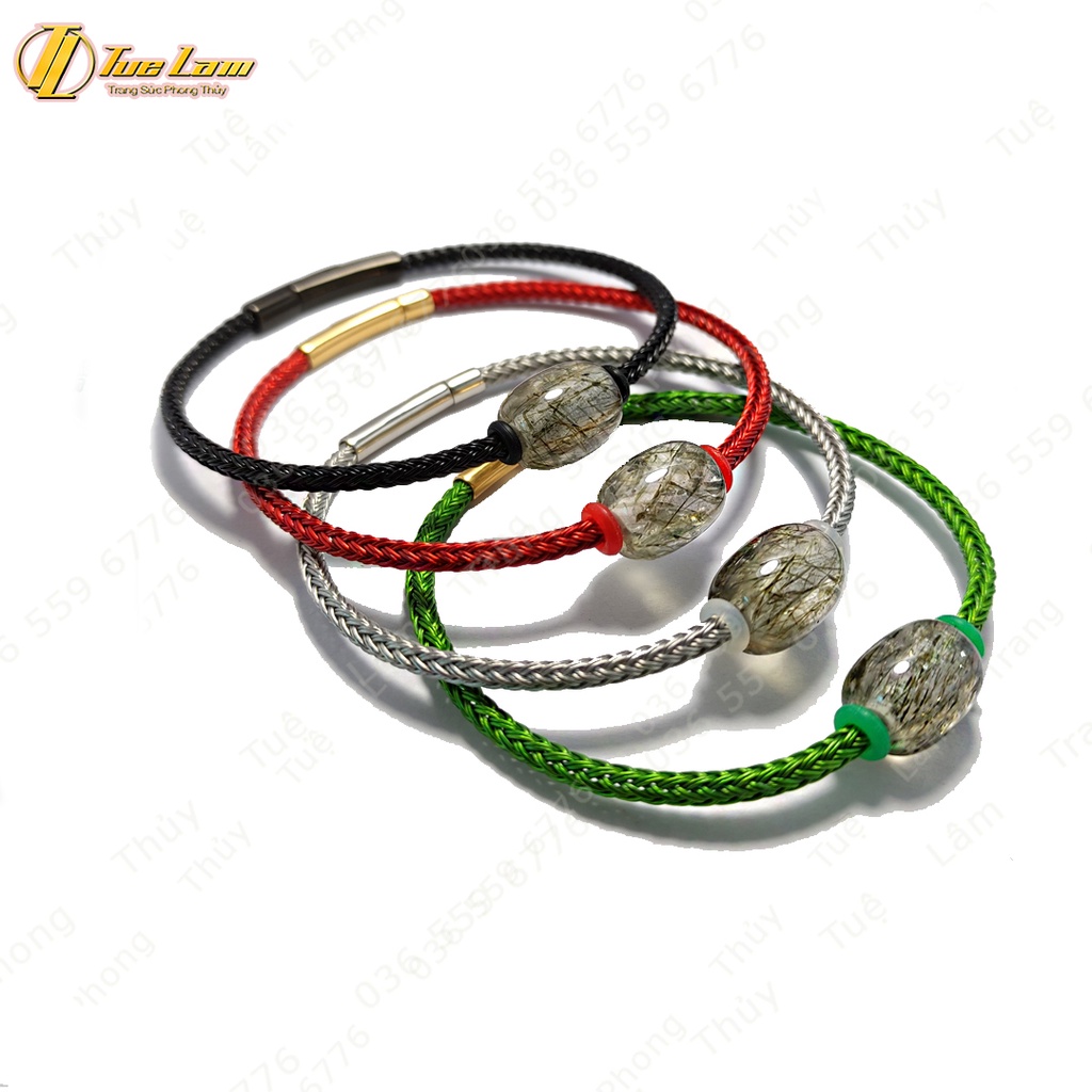 Vòng tay lu thống tài lộc màu tóc xanh dáng bầu hợp mệnh mộc hỏa may mắn - Tuệ Lâm