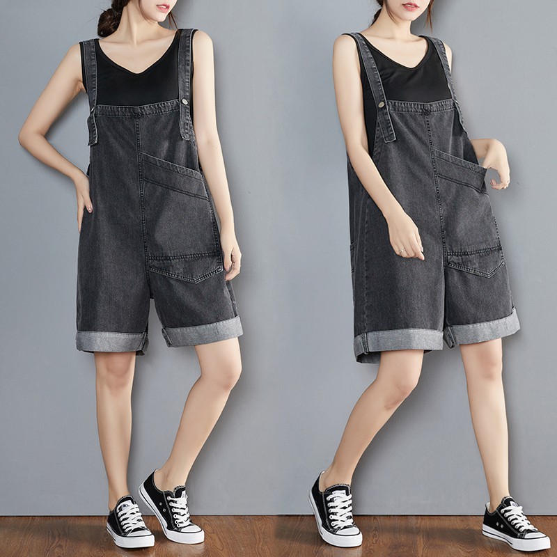 H95 Yếm bò bigsize dáng suông quần gập gấu thời trang