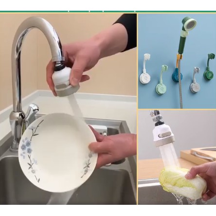 Giá đỡ vòi sen gắn tường + đầu vòi rửa bát tăng áp gia dụng tiện ích thông minh