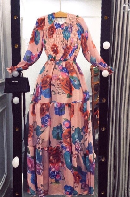 Đầm hoa maxi hoa tím | BigBuy360 - bigbuy360.vn