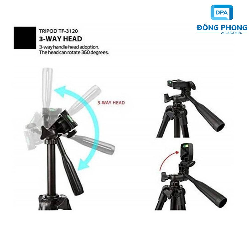 Combo Gậy Chụp Hình Tripod 3 Chân Thân Nhôm TF 3120 Cho Điện Thoại, Máy Ảnh Tặng Kèm Remote | BigBuy360 - bigbuy360.vn