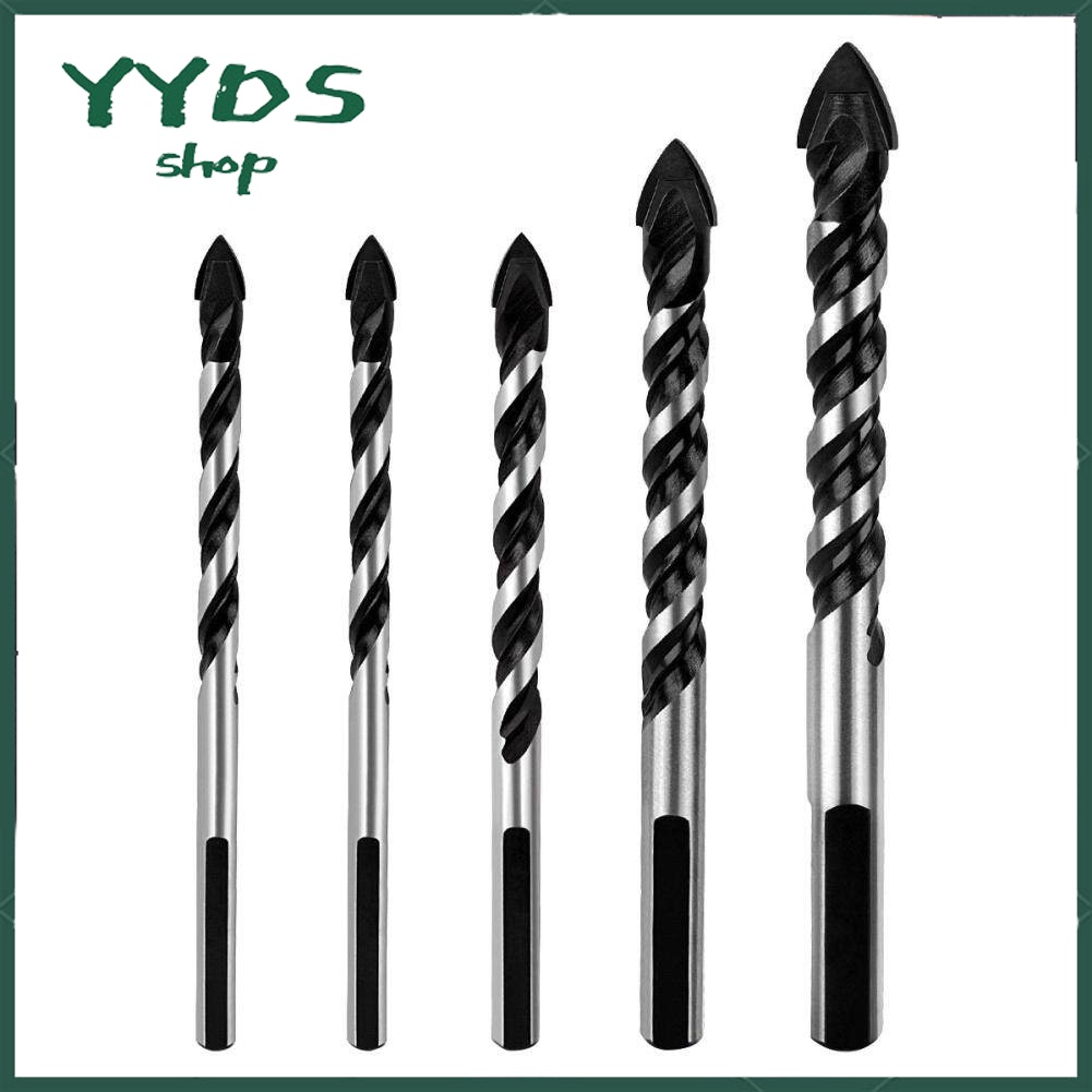 Cái/bộ 5 Mũi Khoan Bền Cho Tường Gạch Thủy Tinh Gạch Bê Tông Nhựa 5 Cái, Mũi Khoan Tam Giác Đa Năng Dụng Cụ Đục Lỗ Tường