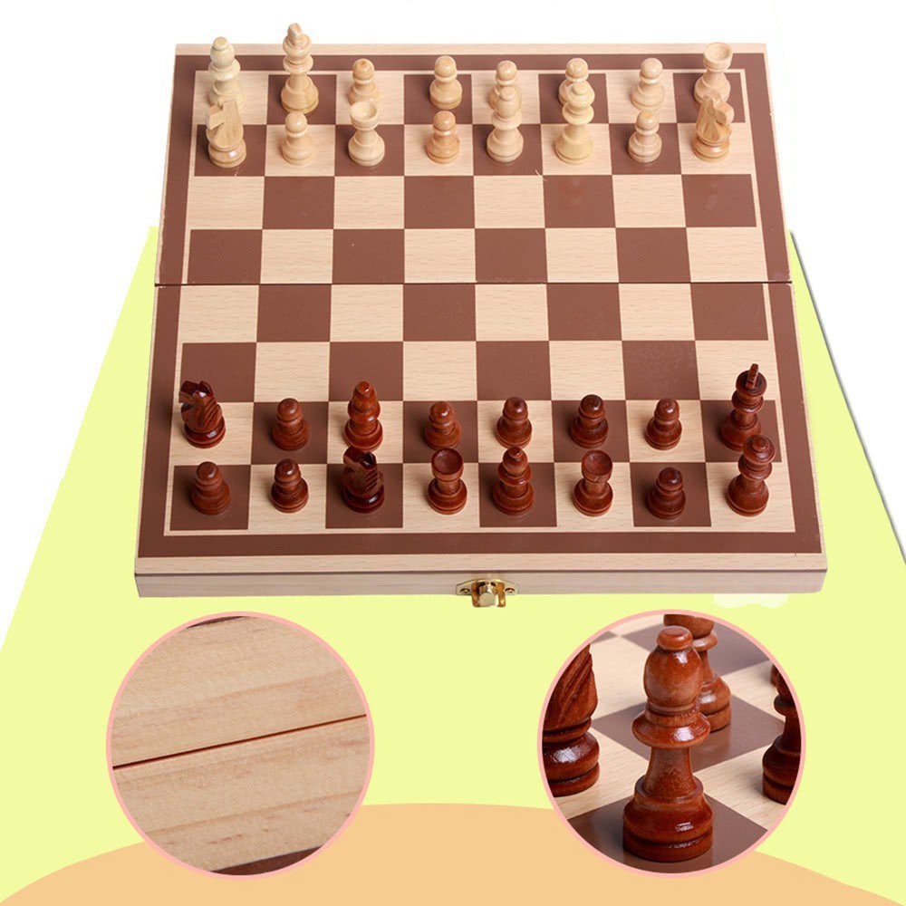 Bộ cờ vua bằng gỗ, hộp đựng kiêm bàn cờ làm bằng gỗ