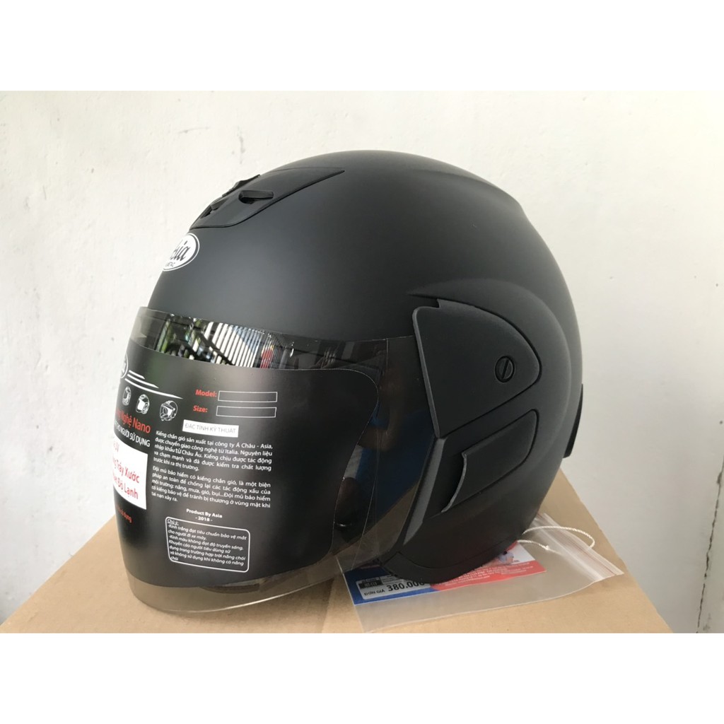 Mũ bảo hiểm 3/4 có kính Asia helmet, mũ trùm tai