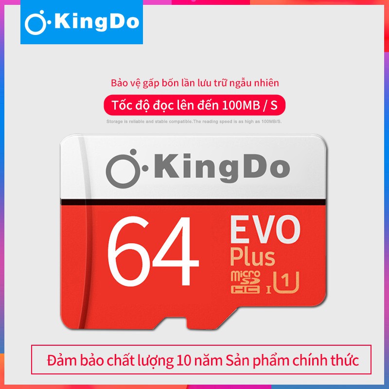 【Đồng hồ LED miễn phí】Thẻ nhớ Kingdo 64GB tốc độ cao up to 100MB/s hỗ trợ quay video full HD | BigBuy360 - bigbuy360.vn