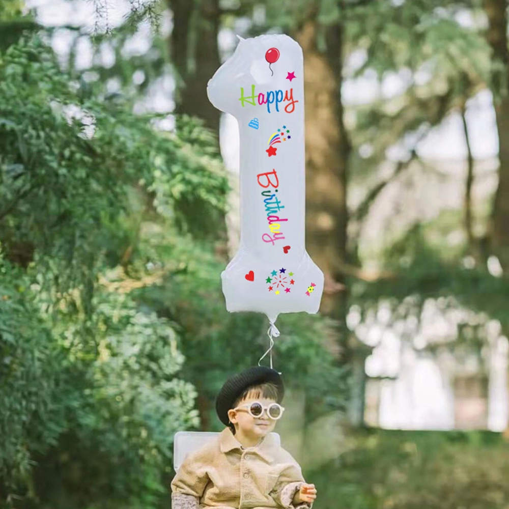 Bong Bóng Màng Nhôm Kỹ Thuật Số Màu Trắng Cỡ Lớn 130cm Dùng Trang Trí Tiệc Sinh Nhật / Tiệc Sinh Nhật Cho Bé