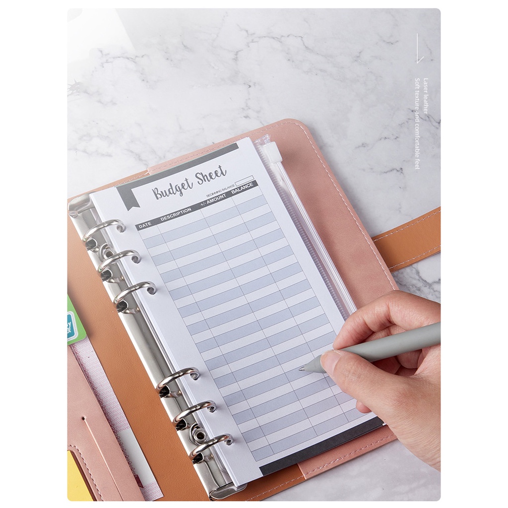 Sổ còng bìa da A6 SOSAMA sổ tay bìa da PU gáy còng kèm phụ kiện và giấy note đa năng SN-001423