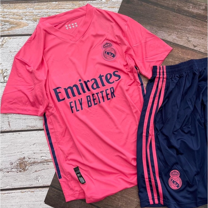 Set quần áo bóng đá CLB Real Madrid màu hồng đậm - Vải thun thái - Nam nữ mặc thoải mái
