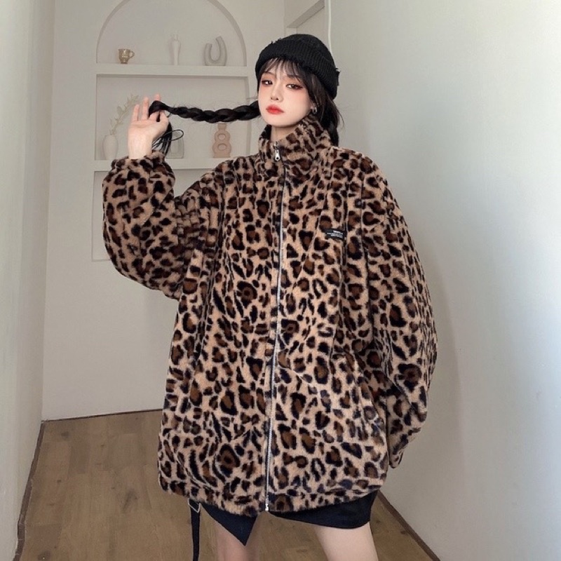 SẴN ÁO KHOÁC DA BEO HAI MẶT HÀNG CAO CẤP LÓT LÔNG SIÊU DÀY