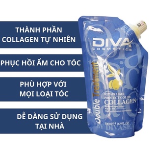 [ SỈ  IB ] Diva _ Dầu Hấp Ủ Dưỡng Ẩm Phục Hồi Siêu Mềm Mượt Diva Collagen 500ml_ chuẩn tem công ty