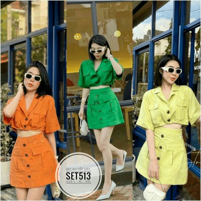 SET ĐI BIỂN BIG SIZE ÁO CROP TOP BUỘC DÂY KÈM VÁY GIẢ QUẦN