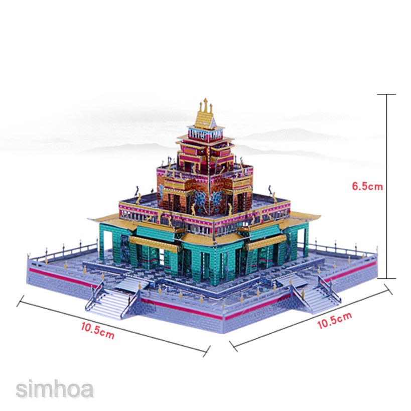 3D Metal Puzzle Tibetan Buddhist Temple Model Building Kits DIY Collectibles