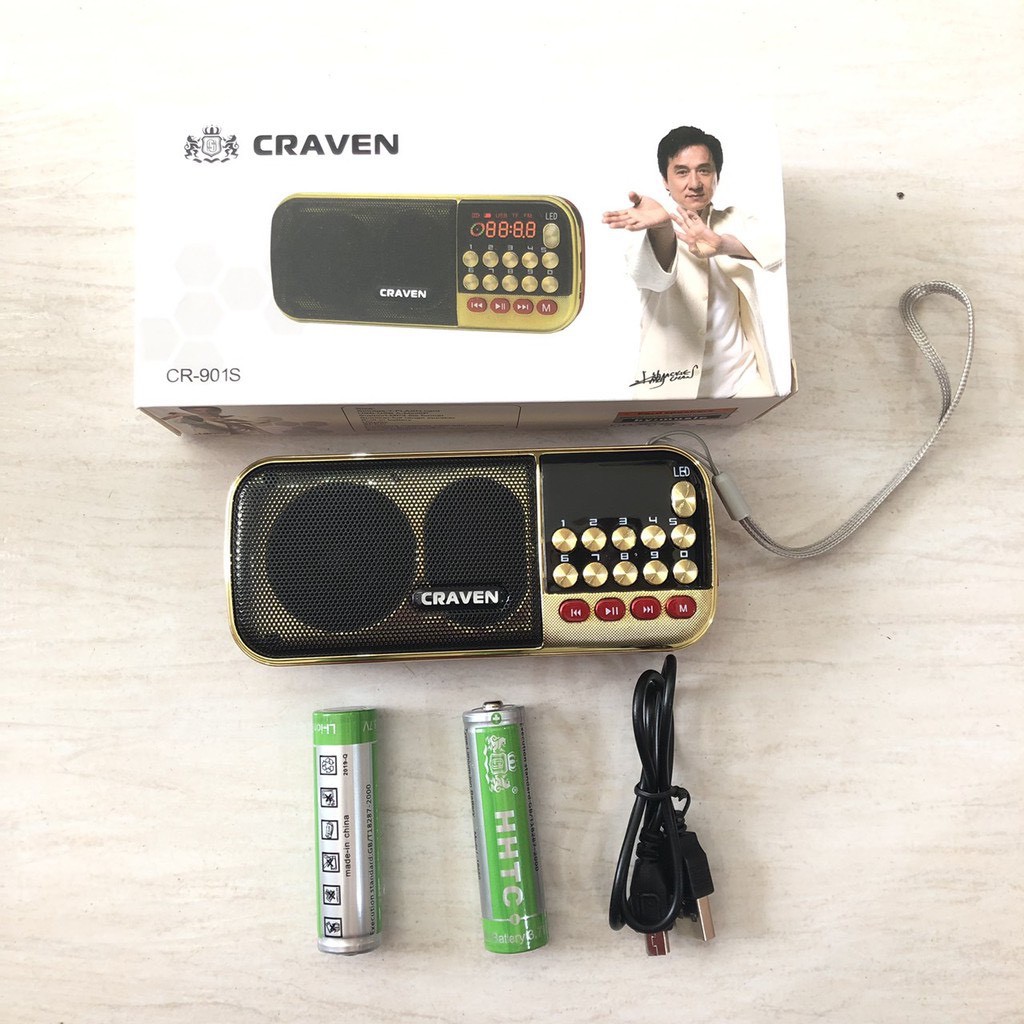 Loa Đài CRAVEN CR-901S ⚡FREE SHIP⚡ 3 Pin Siêu Khỏe, Nghe Pháp/Bé Học Tiếng Anh/USB/Thẻ Nhớ/Đài FM . Bảo Hành 6 Tháng