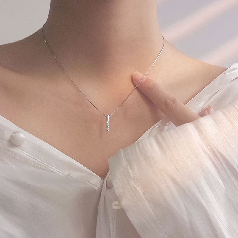 Vòng cổ bạc đính đá Zircon thời trang Hàn Quốc xinh xắn