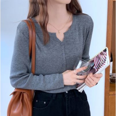 SẴN Áo Khoác Len Mỏng Dài Tay Áo Len Gân Phong Cách Thời Trang Nữ