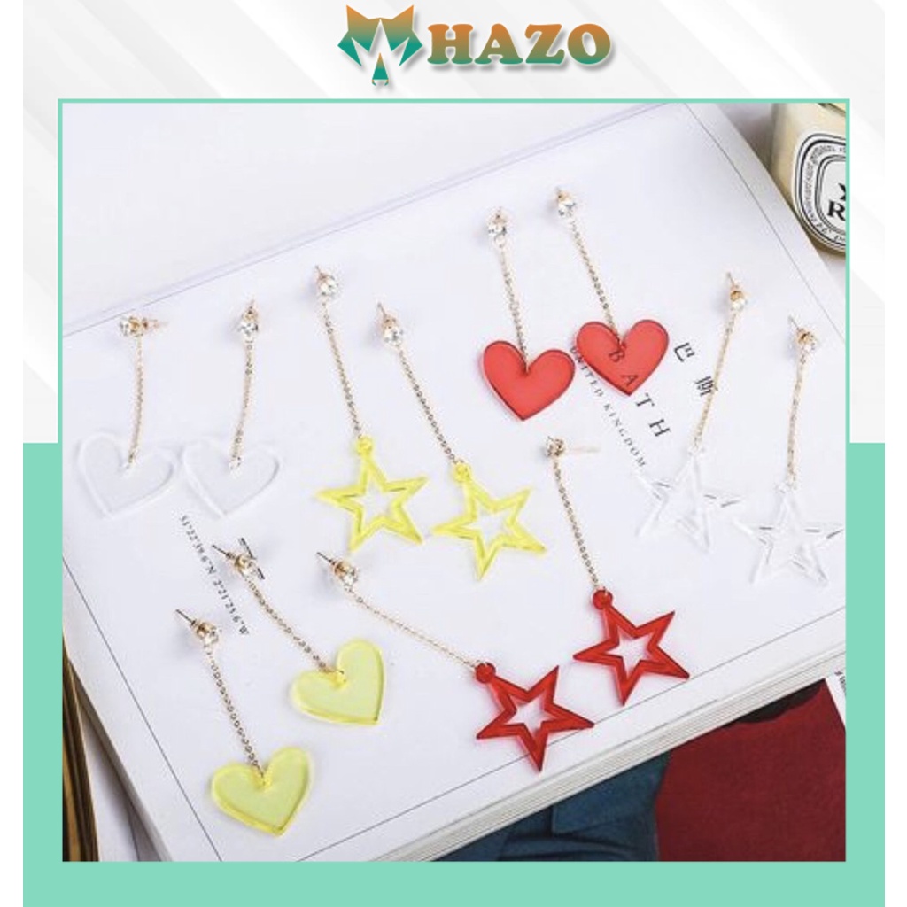 [Giá Sỉ] Bông Tai Nữ Thời Trang Ngôi Sao Trong Suốt Nhiều Màu Hot Trend Siêu Đep - Hazo