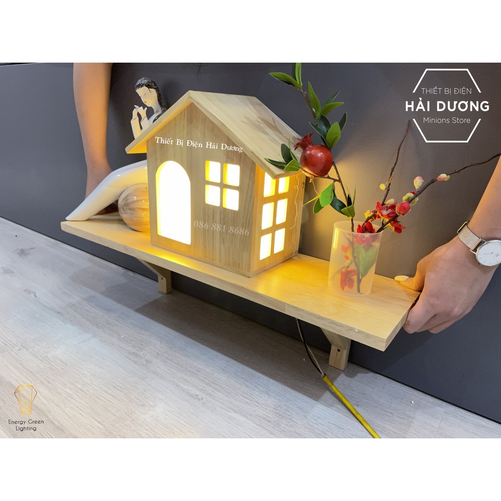 Đèn Tường Kệ Gỗ Hình Ngôi Nhà DT-B0042 Kiểu Dáng Hiện Đại - Trang Trí Căn Phòng - Energy Green Lighting - Có Video