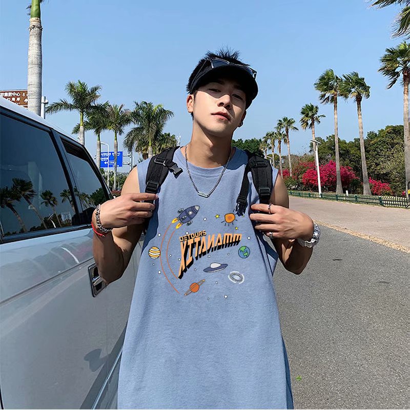 Áo vest nam bông thời trang áo thun nam from rộng xe tăng phong cách Hàn Quốc áo thun thể thao unisex áo thun thể thao nam