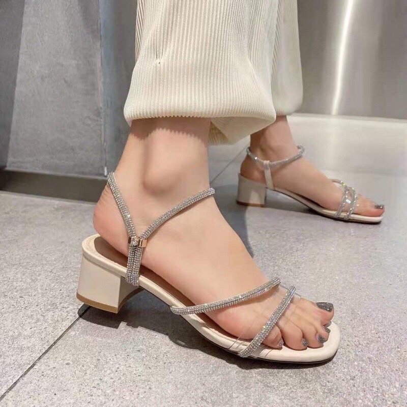 Sandal nữ 3cm đính đá sang chảnh