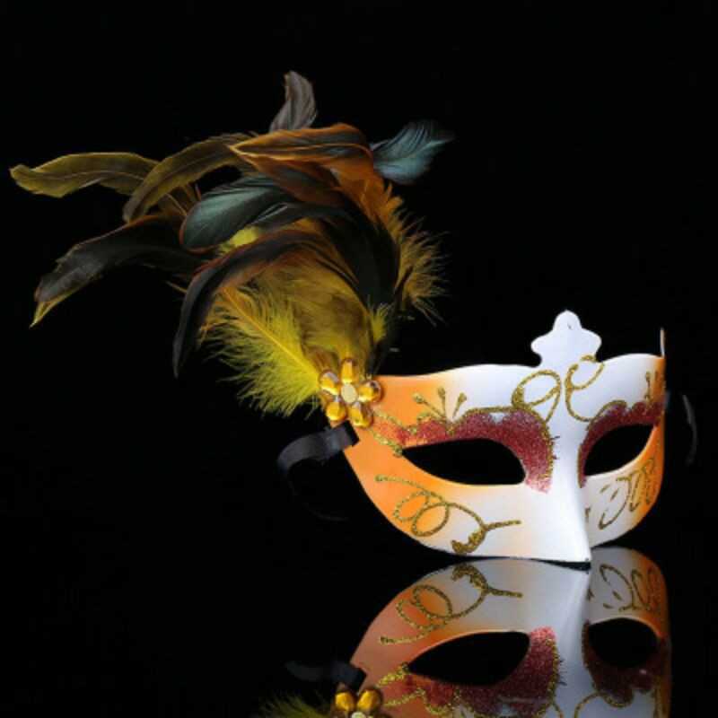 Mặt nạ hóa trang Halloween nửa mặt lông vũ nữ giới