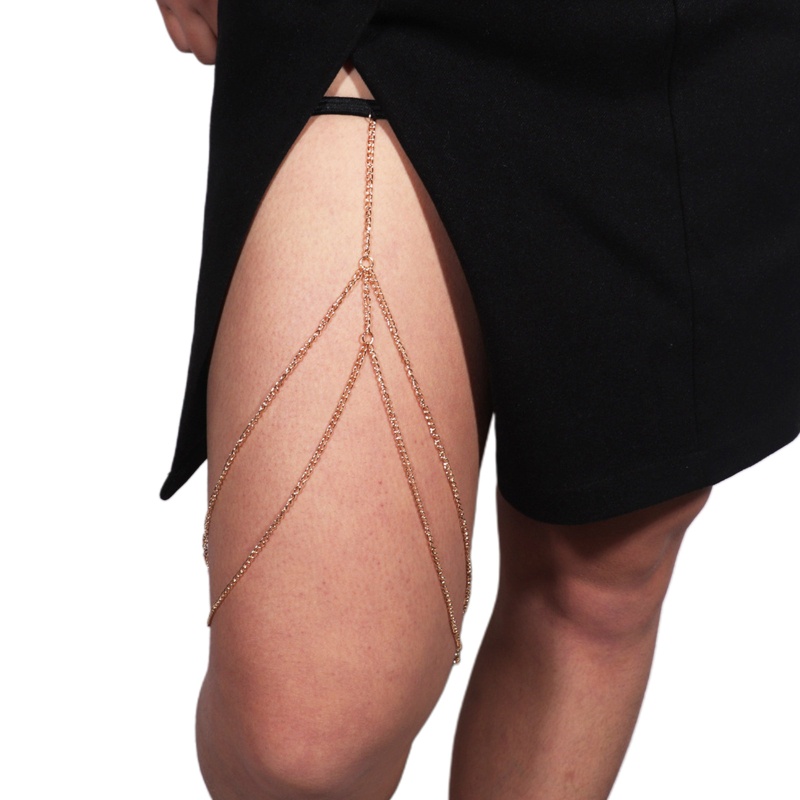 Dây chuỗi đeo đùi hai lớp chống trượt phối đồ bikini đi biển và hộp đêm