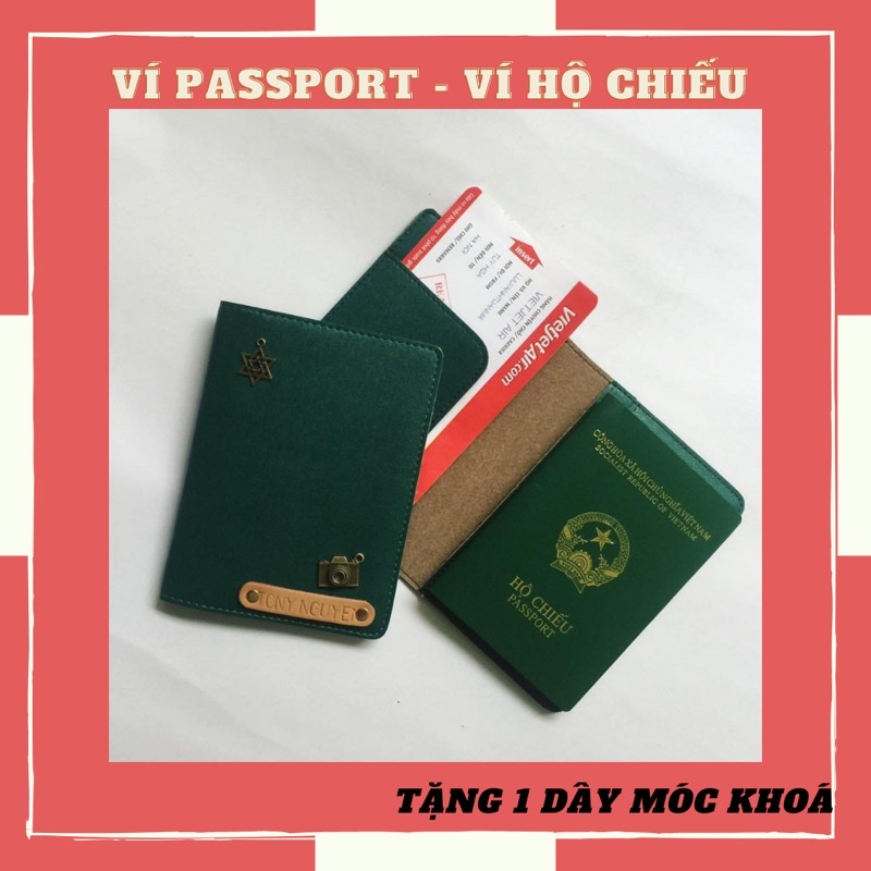Ví đựng hộ chiếu khắc tên logo miễn phí