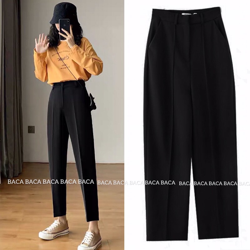 Quần Tây Baggy Nữ màu Đen Basic US128