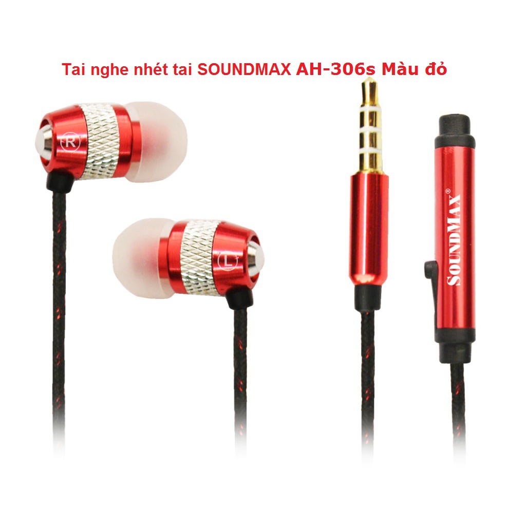 Tai nghe nhét tai SOUNDMAX AH-306s Màu đỏ