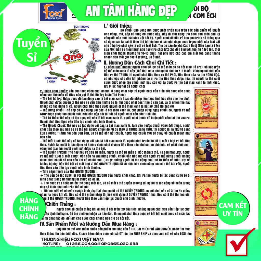 Board game-Chuỗi Ono vòng đời Ếch Bướm Foxi-thẻ glenndoman và flashcard thông minh--siêu rẻ.