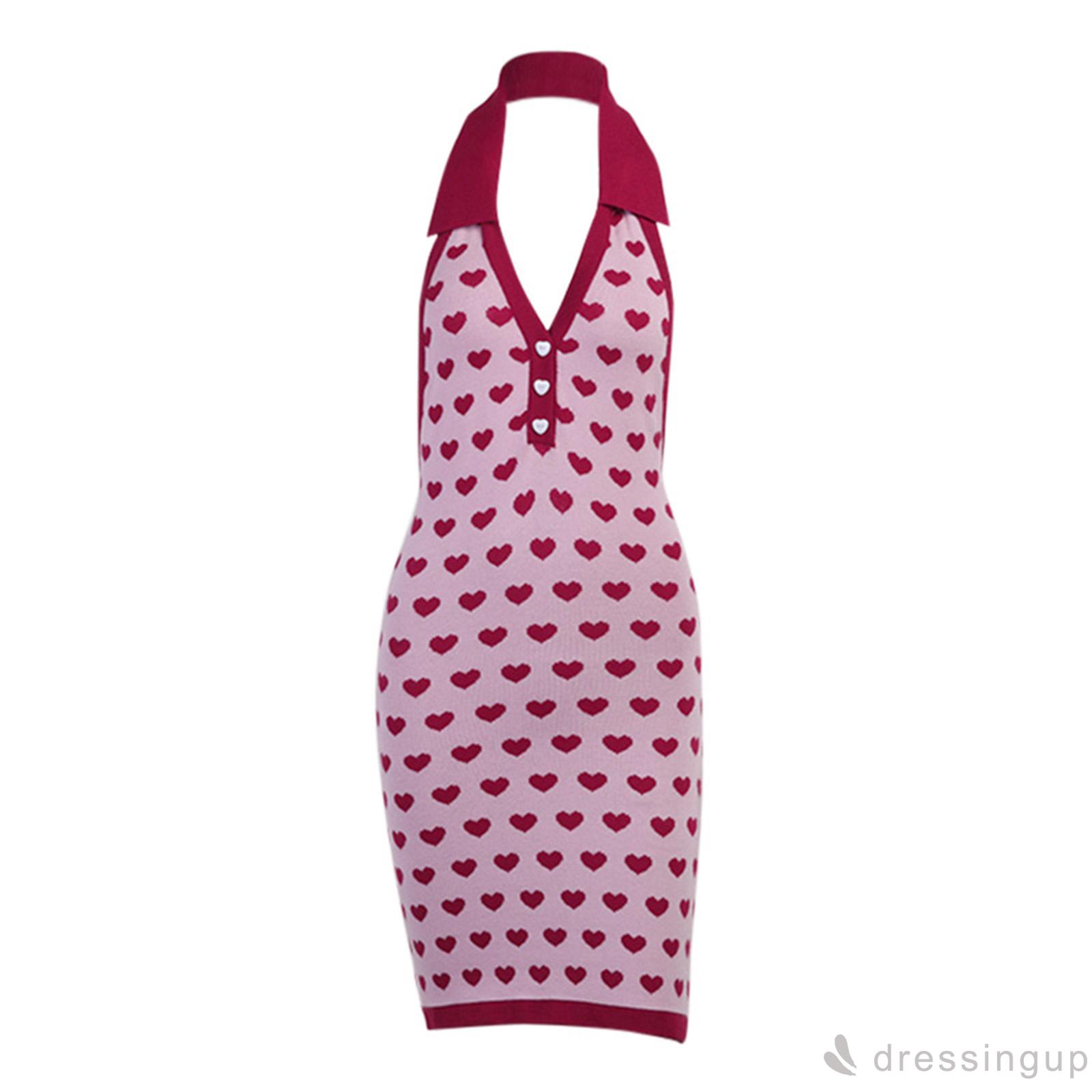 Đầm Sát Nách Hở Lưng Họa Tiết Trái Tim Độc Đáo Cho Nữ | BigBuy360 - bigbuy360.vn