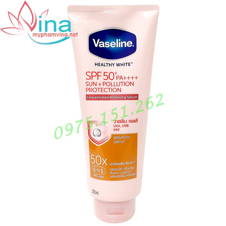 SỮA DƯỠNG THỂ TRẮNG DA VASELINE 50X SPF 50 PA++++ 320ML - THÁI LAN