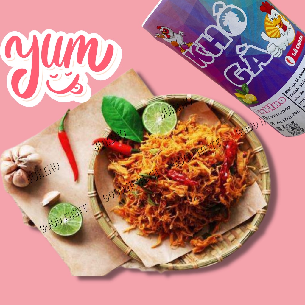 Khô gà lá chanh BUKINO, đóng hũ pet 200gr, đồ ăn vặt gà khô ngon rẻ an toàn vệ sinh Hà Nội, ship hỏa tốc