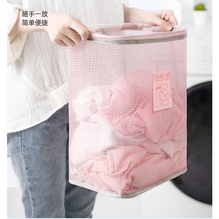 Giỏ đựng quần áo bẩn treo tường dáng vuông thoáng khí gấp gọn lại được tiện lợi